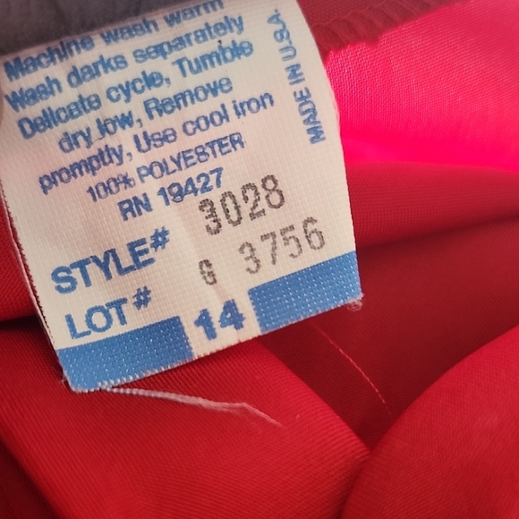 VTG Alicia Red Necktie Secretary Blouse Button-Up Long Sleeve Women’s 14 - Picture 11 of 11